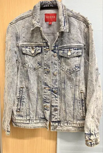 [ 새상품급 ] GUESS 데님 자켓 G 자켓 아우터 비쥬 스톤