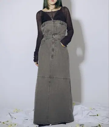 Ezick With bustier 2way 데님 베어 원피스