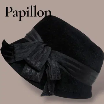 Papillon 모자 햇 벨로아 블랙 무지 털 100% 가을/겨울