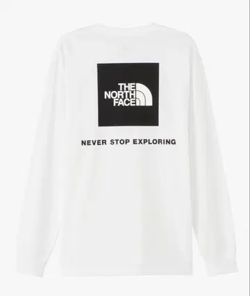 THE NORTH FACE 롱 슬리브 백 스퀘어 로고 티 화이트