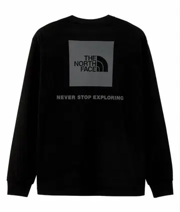 THE NORTH FACE 롱 슬리브 백 스퀘어 로고 티 블랙
