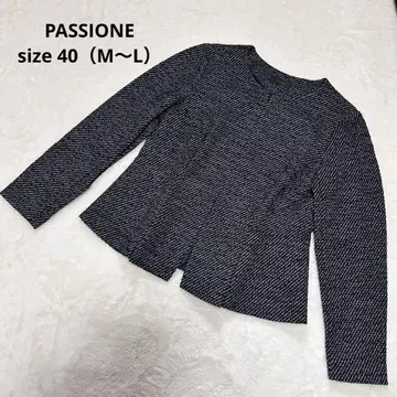 PASSIONE 트위드 노카라 자켓 40 블랙 포멀