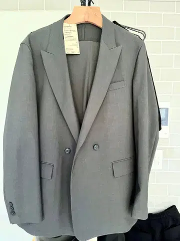 [새상품] MUJI 스트레치 더블 자켓 S 턱 와이드 팬츠 XS 셋업