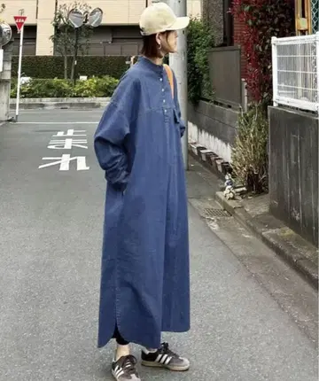[ CORNERS by KR ] 데님 헨리넥 원피스