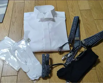 새상품급 모닝용 윙카라 셔츠 서스펜더 장갑 등 7종 세트 M