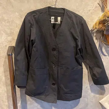 MHL. WASHED COMPACT COTTON 노카라 자켓