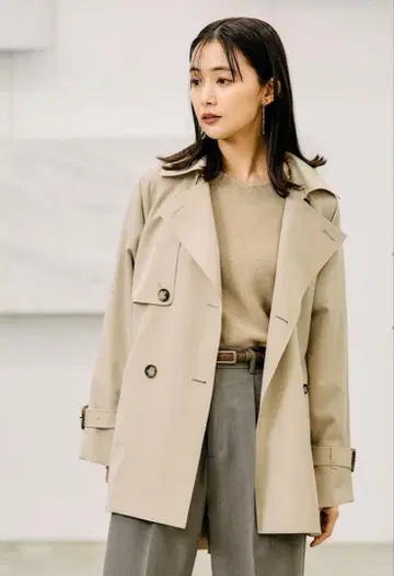 글로벌 워크 에어카루 트렌치코트 베이지