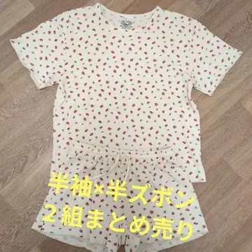 2세트 프룻 오브 더 룸 딸기 룸웨어 파자마 M