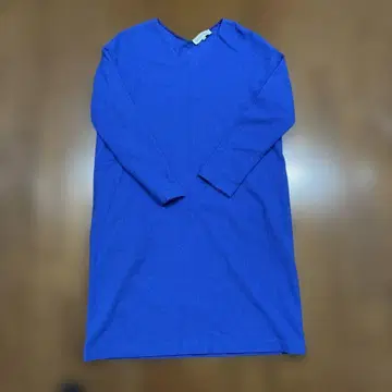 MOGA 파랑 V넥 긴팔 원피스