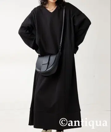 안티카 도킹 원피스 원피스 여성용 롱 블랙