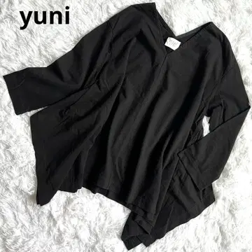 yuni 유니 변형 튜닉 긴팔 코튼 100% 블랙 V넥