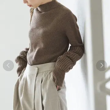새상품급 노블 암워머 포함 니트 브라운 울 100 일본제