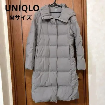 UNIQLO 심리스 다운 롱 코트 M 사이즈 그레이 후디