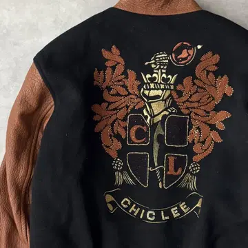 14832 USED 울 인조 가죽 바시티 자켓