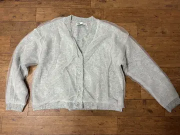 새상품급 ZARA 자라 그레이 대비 튤 니트 가디건