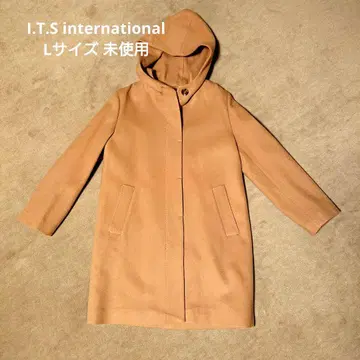 I.T.S international 울 베이지 후드 부착 롱 코트
