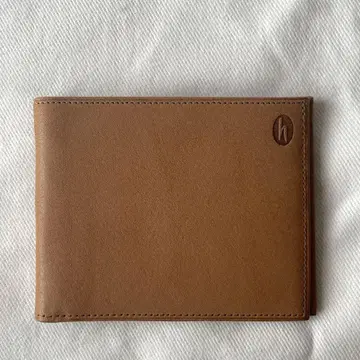 [컨디션 최상] hartmann 지갑 이단 접이식 천연 가죽 카멜 브라운