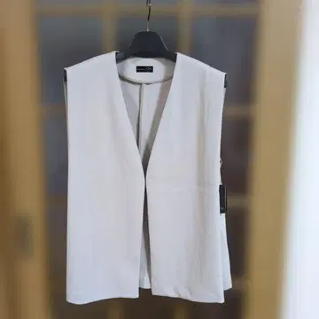 슬리브리스 오픈 프론트 베스트 라이트 베이지