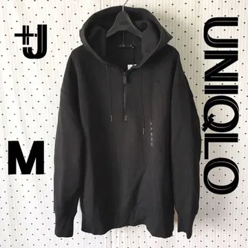 유니클로 +J 드라이 맨투맨 하프 ZIP 후드티 blackM 1점