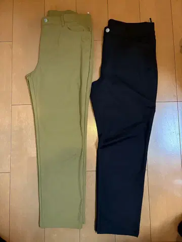 카키와 블랙 스트레치 치노 팬츠 2세트