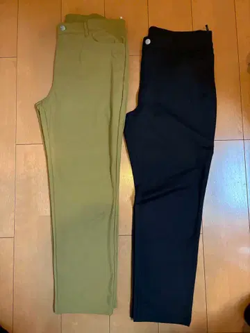 카키와 블랙 스트레치 치노 팬츠 2세트