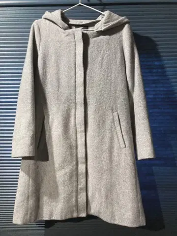 SHIPS 후드 부착 그레이 롱 코트 S