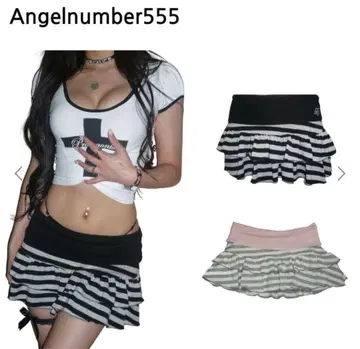 Angelnumber555 스커트 시즈니룩 Y2K 구제 의류 다크코어