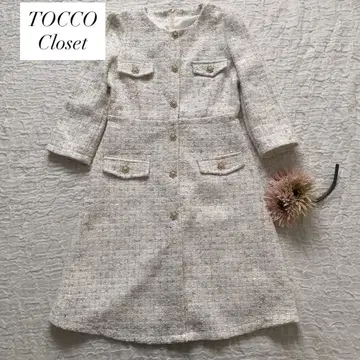 완판! 눈송이 장식 단추 트위드 원피스 tocco closet