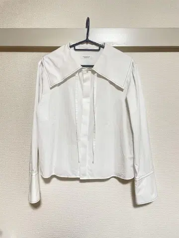 고품질 MACPHEE 화이트 블라우스 보타이 빅 칼라 긴팔