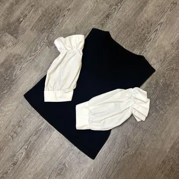 오픈 숄더 니트 반팔 스타일리시 팔뚝 커버