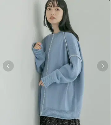 LOWRYS FARM 하이쇼쿠스티치 풀오버 LS 스카이블루