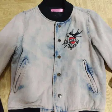 NADIA 자수 데님 자켓 연한 블루