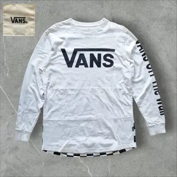 VANS 긴팔 티셔츠 화이트 체커 패턴 소매 패턴