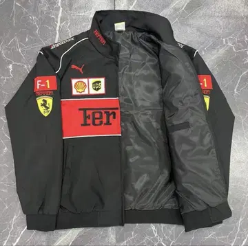 라스트 Ferrari F1 페라리 레이싱 자켓 자수 블랙 L 얇은 소재
