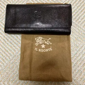 IL BISONTE 블랙 가죽 장지갑 수납 가방 포함