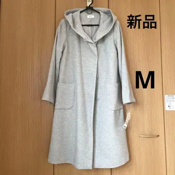 새상품 택 포함 purelast 롱 코트 울 그레이 후드 부착 M
