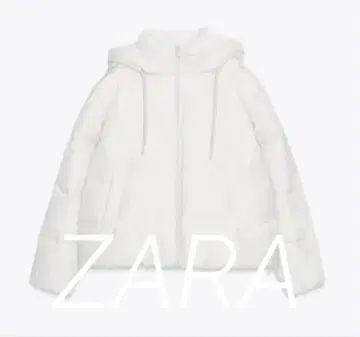 ZARA 화이트 다운 자켓 후드 부착
