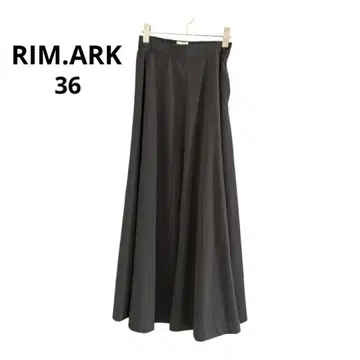 RIM.ARK 블랙 플레어 롱 스커트 36