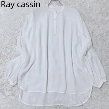 레이 카즌 블라우스 조젯 헨리넥 화이트 심플