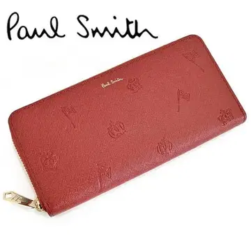 폴스미스 소가죽 장지갑 라운드 지퍼 사양 다중 수납 디자인 레드