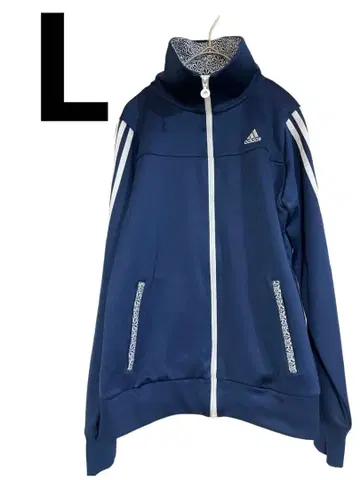 새상품급 adidas 네이비 저리 꽃무늬 옷깃 여성용 트레이닝 러닝