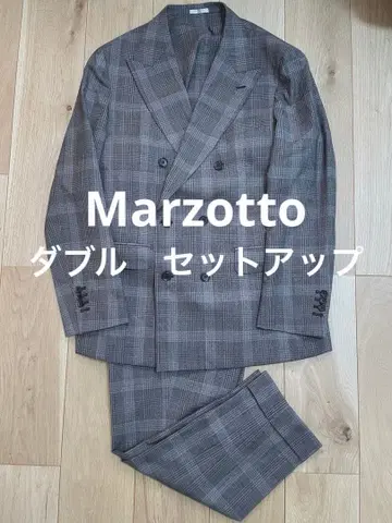 새상품급 Marzotto 더블 브레스트 체크 무늬 수트