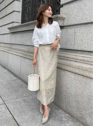 anuans 코드 레이스 하이웨스트 타이트 스커트