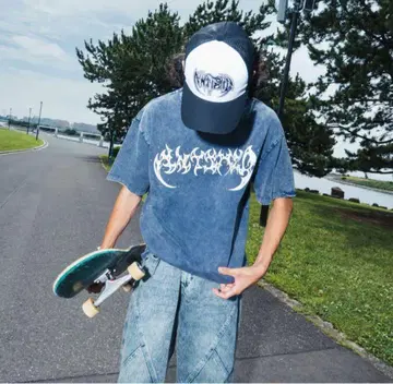 ANTIMID 티셔츠 PIGMENT STUDS TEE 네이비 M 사이즈