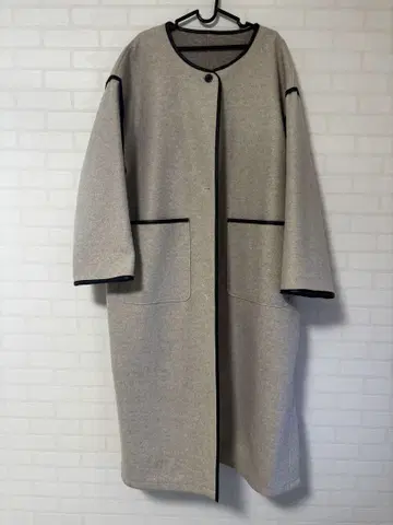 Aunt Marie's 리버 코트 노카라 베이지 롱 코트