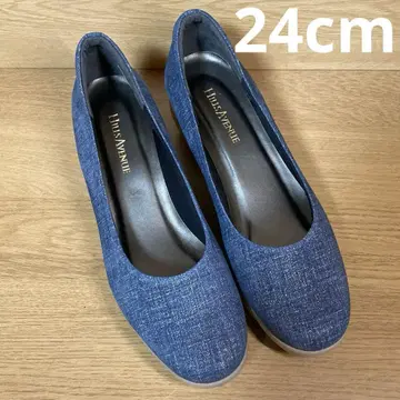 미사용품 Hills Avenue 데님 펌프스 24cm 웨이브 밑창