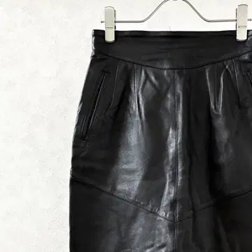 미디 스커트 타이트 가죽 양가죽 천연 가죽 포켓 부착 안감 부착 심플