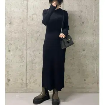 23SS 미라 오웬 벨 슬리브 와이드 리브 니트 롱 원피스