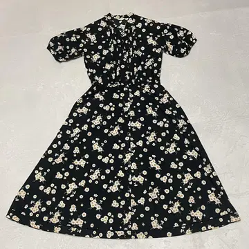 핑크하우스 꽃무늬 반팔 셔츠 원피스 블랙