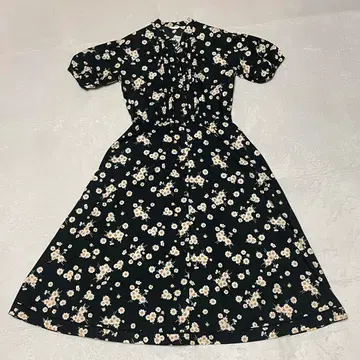 핑크하우스 꽃무늬 반팔 셔츠 원피스 블랙